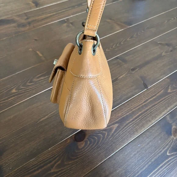 Vintage Fossil Genuine Leather Shoulder Bag Tan Top Grain Leather  Classic Y2K - Picture 12 of 15